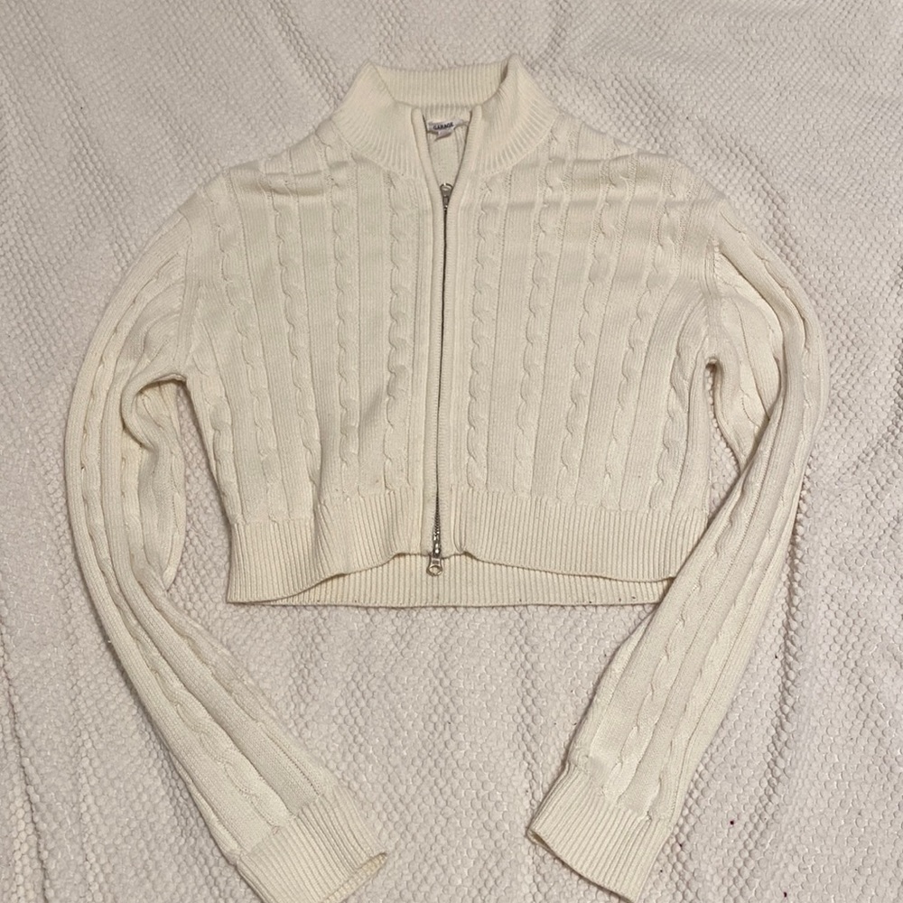 Garage Cable Knit Zip-Up Sweater (XS)